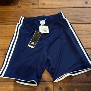 Adidas women’s  Dark Blue Athletic Shorts with White Stripes